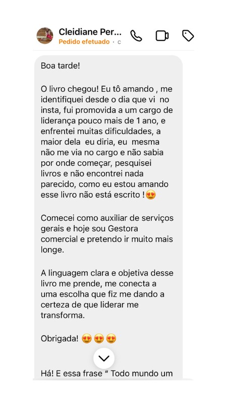 Comentário de leitor sobre o livro Escolhi Liderar