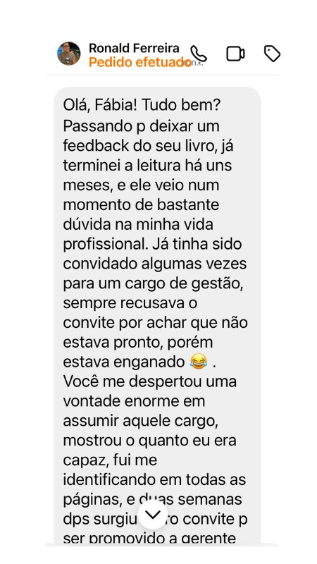 Comentário de leitor sobre o livro Escolhi Liderar